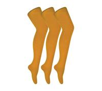 3 Pair Coloured Opaque 80 Denier Plain Block Colour Tights Sock Snob Mustard XL