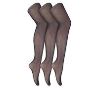 Sock Snob 3 Pair Multipack Fishnet Tights for Women Stylish Footed Pretty Stocking Ideal for Dance Party (One Size, Black/Silver)