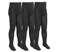 Sock Snob 3 Pair Multipack Girls Bamboo School Tights Footed Soft Plain Pantyhose in Black, Grey, White, Navy Blue (5-6 Years, Grey)