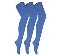 Sock Snob 3 Pair Multipack Womens Coloured Opaque 80 Denier Tights Plain Block Colour Tights (L, Moonlight Blue)