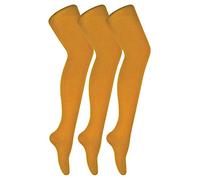 3 Pair Coloured Opaque 80 Denier Plain Block Colour Tights Sock Snob Mustard L