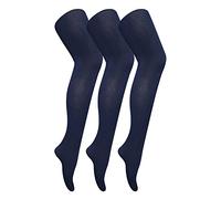 Sock Snob 3 Pair Multipack Womens Coloured Opaque 80 Denier Tights Plain Block Colour Tights (L, Navy)