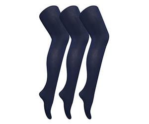 Sock Snob 3 Pair Multipack Womens Coloured Opaque 80 Denier Tights Plain Block Colour Tights (M, Navy)