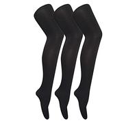 3 Pair Coloured Opaque 80 Denier Plain Block Colour Tights Sock Snob Black XL
