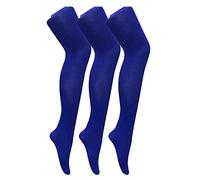 Sock Snob 3 Pair Multipack Womens Coloured Opaque 80 Denier Tights Plain Block Colour Tights (XL, Colbalt Blue)