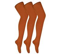 3 Pair Coloured Opaque 80 Denier Plain Block Colour Tights - Brown / XL