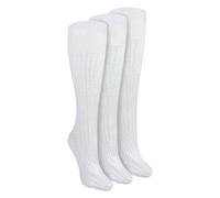Sock Snob 3 Pairs 100% Cotton Knee High Socks For Women Breathable Extra Soft Long Socks (4-8, White)