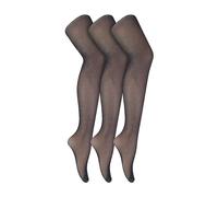 Sock Snob 3 Pairs Fishnet Ladies Tights | Footed Pretty Stocking Ideal for Dance Party - One Size - Black / Silver