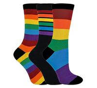 Sock Snob - 3 Pairs Mens Ladies Novelty Bright Colourful Patterned Striped Cotton Rainbow Socks