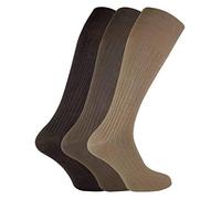 3 Pairs 100% Cotton Long Soft Knee High Socks Sock Snob Brown 6-11