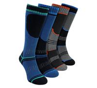 Sock Snob 4 Pack Boys Thermal Ski Socks | Knee High Socks for Snow Boots - 11-14 Years - Assorted Colours