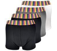 4 Pack Mens Multipack Soft Cotton Novelty Striped Rainbow Boxer Shorts Underwear (M, Rainbow)