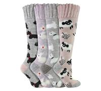 Sock Snob 4 Paires Ladies Long Bed Socks Size 4-7 Cute Animal Patterned Soft Winter Socks for Bed