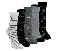 Sock Snob 5 Pairs Ladies Dog Patterned Socks - Soft Cotton Rich Fun Dog Design Socks - 4-8 UK - Assorted