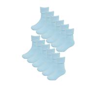 Sock Snob 6 Pack Baby Girl & Boy Soft Cotton Turn Over Top Socks (3 Sizes) - Blue - 0-6 Months