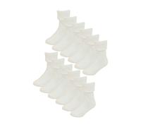 Sock Snob 6 Pack Baby Girl & Boy Soft Cotton Turn Over Top Socks (3 Sizes) - Cream - 6-12 Months