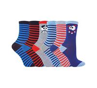 Sock Snob 6 Pack Boys Funky Patterned Novelty Crew Socks - 9-12 UK - Assorted