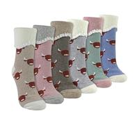 Sock Snob 6 Paires Womens Wool Bed Socks For Cold Feet Cute Patterned Soft Lounge Socks For Bed (4-8, Highland Cow)
