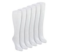 Sock Snob 6 Pairs 100% Cotton Knee High Socks For Women Breathable Extra Soft Socks (4-8, White)