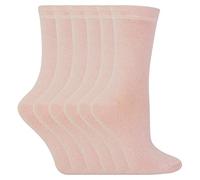 Sock Snob - 6 Pairs Kids Boys Girls Unisex Mid Calf Solid Color Casual Cotton Dress Socks (12-3 UK, Light Pink)
