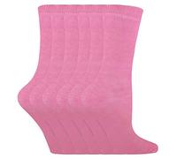 Sock Snob - 6 Pairs Kids Boys Girls Unisex Mid Calf Solid Color Casual Cotton Dress Socks (12-3 UK, Pink)