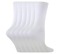 Sock Snob - 6 Pairs Kids Boys Girls Unisex Mid Calf Solid Color Casual Cotton Dress Socks (12-3 UK, White)