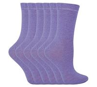 Sock Snob - 6 Pairs Kids Boys Girls Unisex Mid Calf Solid Color Casual Cotton Dress Socks (9-12 UK, Lilac)