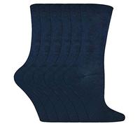 Sock Snob - 6 Pairs Kids Boys Girls Unisex Mid Calf Solid Color Casual Cotton Dress Socks (9-12 UK, Navy)