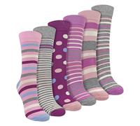 Sock Snob - 6 Pairs Ladies Breathable Bamboo Socks | Soft Patterned Polka Dot Stripe Socks for Women (4-8, Stripe)