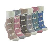 Sock Snob 6 Pairs Ladies Thick Warm Wool Bed Socks - 4-8 UK - Dog
