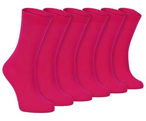 Sock Snob - 6 Pairs of Ladies Thin Plain Coloured Cotton Rich Ankle Socks 4-7 uk (4-7 uk, PL30 Purple) (4-7 uk, PL30 Deep Fuchsia)
