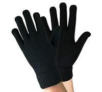 Sock Snob Mens Thin Knitted Winter Magic Thermal Wool Gloves - One Size - Black