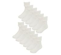 Sock Snob Baby Cotton Turn Over Top Socks | 6 Pair Pack Plain Funny Socks for Boy and Girl (0-6 Months, Cream)