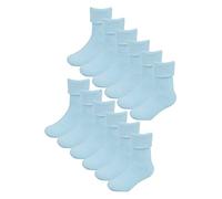 Sock Snob Baby Cotton Turn Over Top Socks | 6 Pair Pack Plain Funny Socks for Boy and Girl (12-24 Months, Blue)