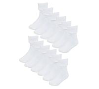 Sock Snob Baby Cotton Turn Over Top Socks | 6 Pair Pack Plain Funny Socks for Boy and Girl (12-24 Months, White)
