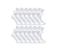 Sock Snob Girl's 12 Pack Baby White Soft Frilly Lace Socks | Size: 2-3 Years Sock Snob White 2-3 Years