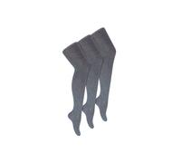 Sock Snob Girl's 3 Pack Plain Soft Breathable Cotton School Tights in Grey | Size: 3-4 Years Sock Snob Grey 3-4 Years