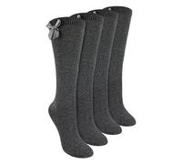Sock Snob Girls 4 Pack Knee High School Socks with Ribbon Bow Kids Plain Long Socks