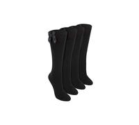 Sock Snob Girl's 4 Pack Knee High School Socks with Ribbon Bow | Plain Long Socks in Black | Size: 7-10 Years Sock Snob Black 7-10 Years
