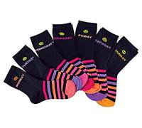 Sock Snob - Kids Novelty Days of the Week Socks | 7 Pairs | Styles for Boys & Girls | Black Socks Great for School (12-3, Pink)