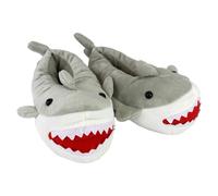 Sock Snob Kids Soft Plush Novelty 3D Grey Shark Slippers - 11-12 UK - Grey