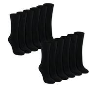 Sock Snob Ladies 12 Pack 100% Cotton Soft Breathable Socks - 4-8 UK - Black