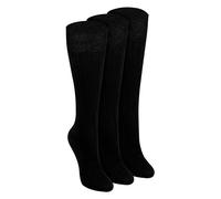 Sock Snob Ladies 3 Pack Knee High 100% Cotton Soft Breathable Socks - 4-8 UK - Black