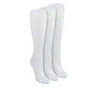 Sock Snob Ladies 3 Pack Knee High 100% Cotton Soft Breathable Socks - 4-8 UK - White