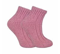 Sock Snob - Ladies Chunky Knit Winter Warm Ribbed Low Cut Wool Blend Ankle Boot Socks (4-8 uk, 03 Pink)