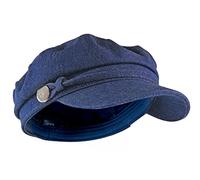 Ladies Cotton Peaked Denim or Corduroy Baker Boy Hat Fiddler Cap (One Size, Blue)