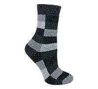 Sock Snob - Ladies Thick Warm Funky Checkered Patterned Breathable Wool Silk Blend Socks (4-8 uk, 17 Black/Grey)