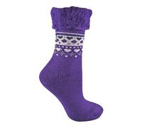 Sock Snob - Ladies Turn Over Top Warm Thermal Winter Nordic Wool Blend Home Bed Socks (4-8 uk, 28 Purple)