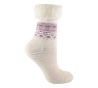 Sock Snob - Ladies Turn Over Top Warm Thermal Winter Nordic Wool Blend Home Bed Socks (4-8 uk, 29 Cream)