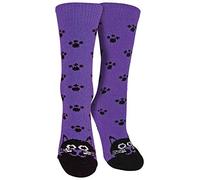 Sock Snob - Ladies/Womens Fluffy Non Slip Cute Novelty Slipper Socks with Animal Designs (4-7 UK, Cat)